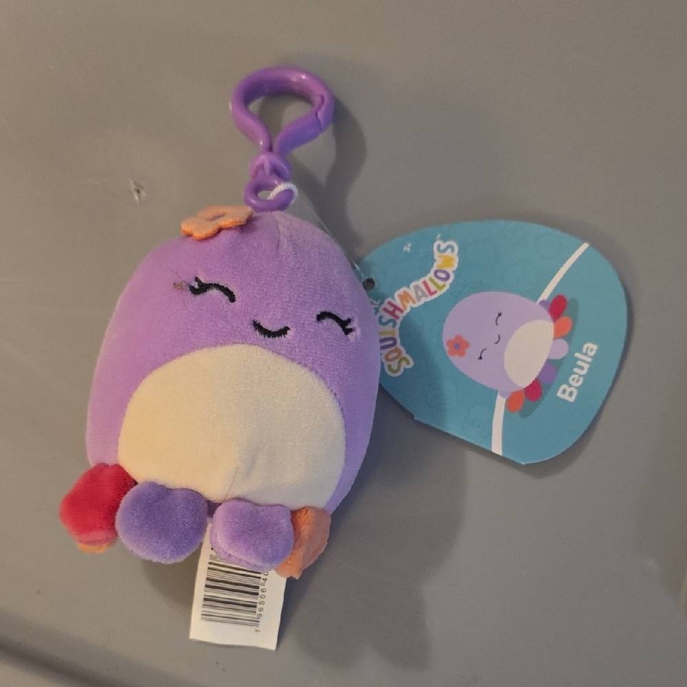 (J62) Squishmallows Purple and White Keychain Plush